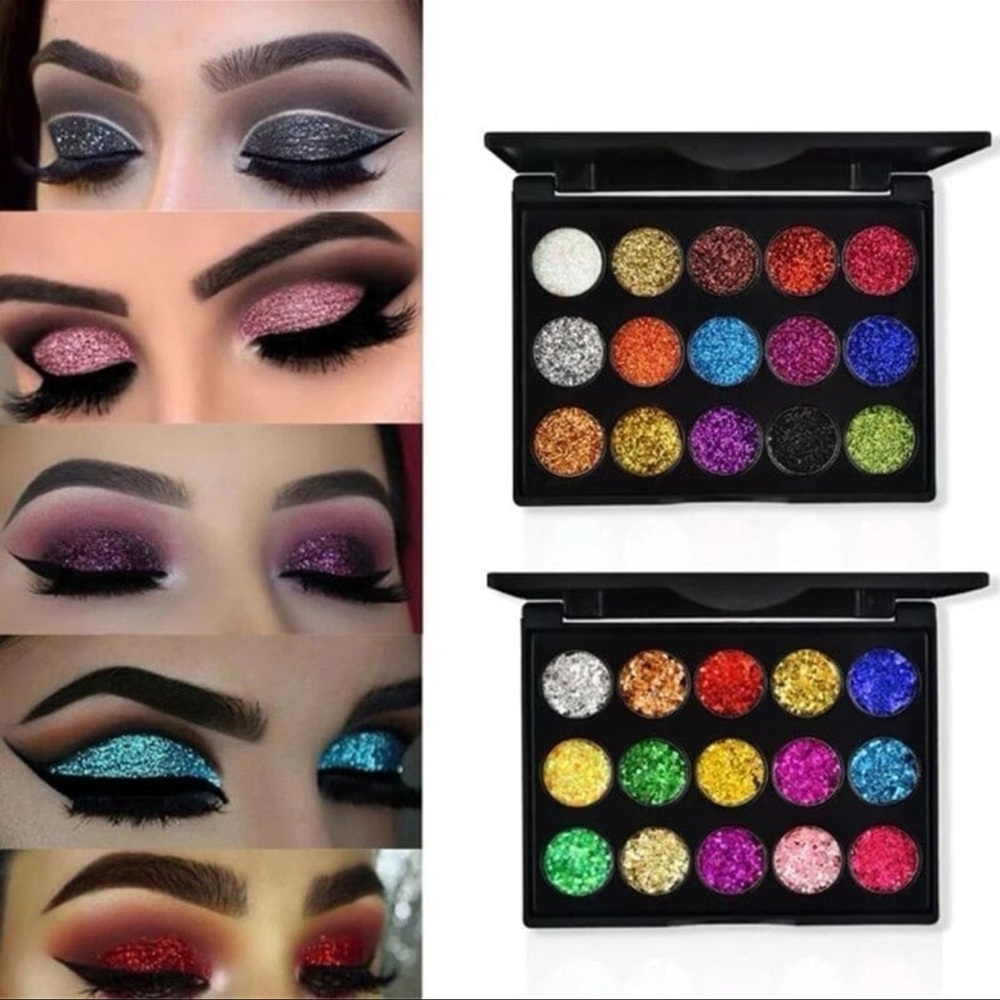 Glitter Eyeshadow Palette - 15 Colors